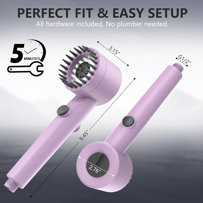 Filtered Shower Head with Handheld, High Pressure Water Flow and Multiple Spray - Image 6
