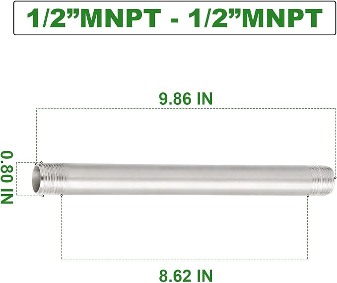 TAISHER 2Pcs Stainless Steel Pipe Fittings, 1/2" NPT x 1/2" NPT Male Threaded - Image 4