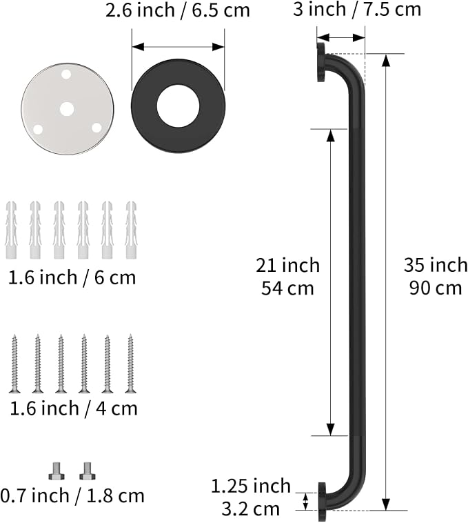 36 Inch Shower Grab Bar Oil Rubbed Black, Munzong Anti Slip Bathroom Grab Bar - Image 2