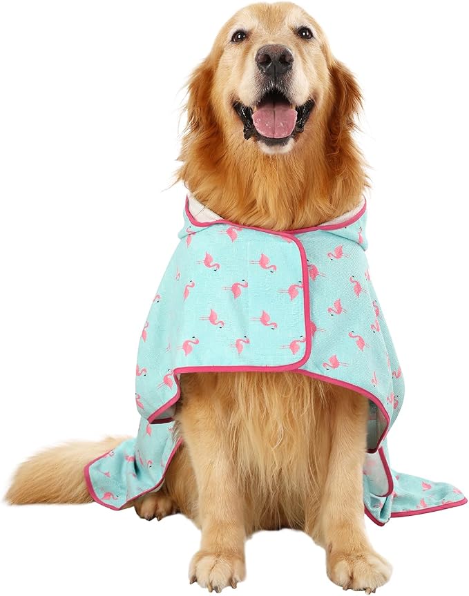 HDE Dog Bathrobe Super Absorbent Quick Drying Puppy Towel Wrap Coat Adjustable - Image 4