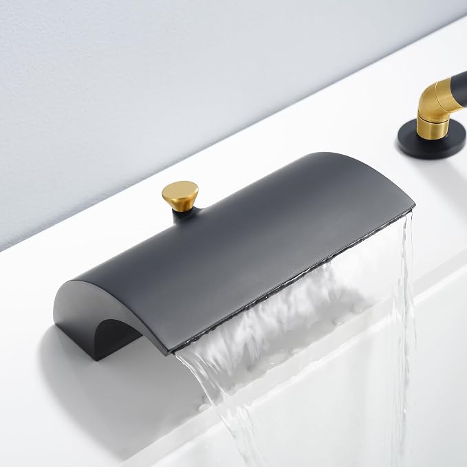 SUMERAIN Waterfall Roman Tub Faucet Deck Mount Bathtub Faucet Brass Tub Filler - Image 4