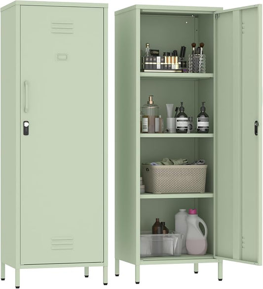 Locker Cabinet, 59.06" H Green Metal Locker Storage Cabinet by Steehoom