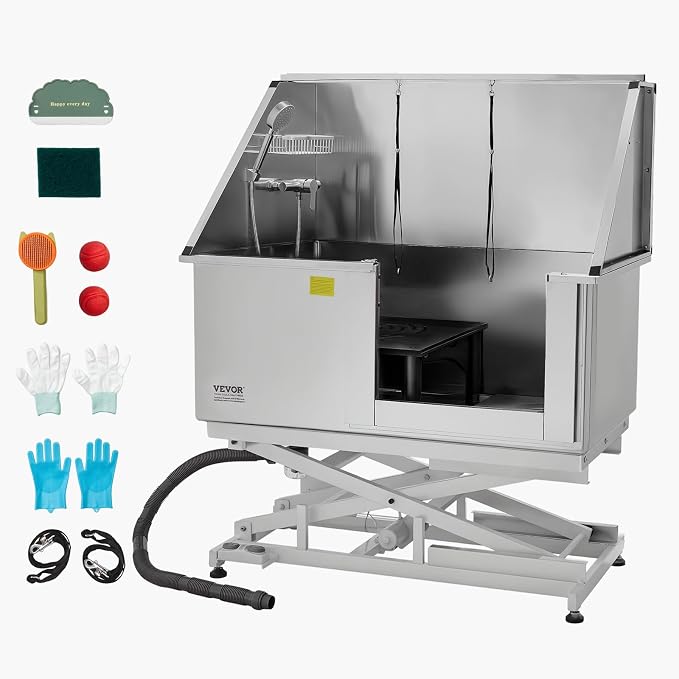 VEVOR Electric Lift Dog Washing Station, 50 inch Professional Stainless Steel - Image 9