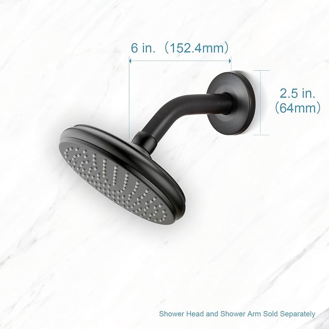 OFFO Shower Arm with Flange, 6 in Oil Rubbed Bronze Wall Mount Replacement - Image 5