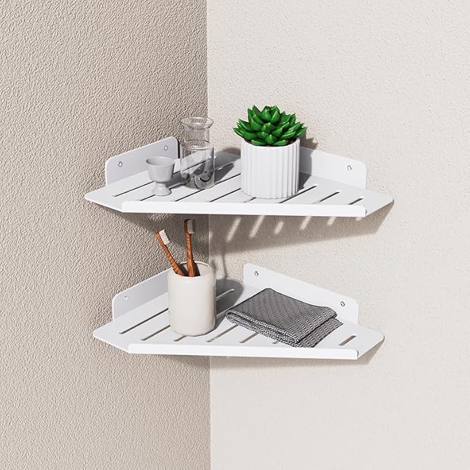 Corner Shelf Kitchen Storage, Bathroom Shelves Shower Caddy Hanging, Matte - Image 2