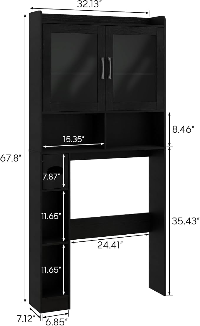 Vabches Over-The-Toilet Storage Cabinet, Farmhouse Style - Image 2