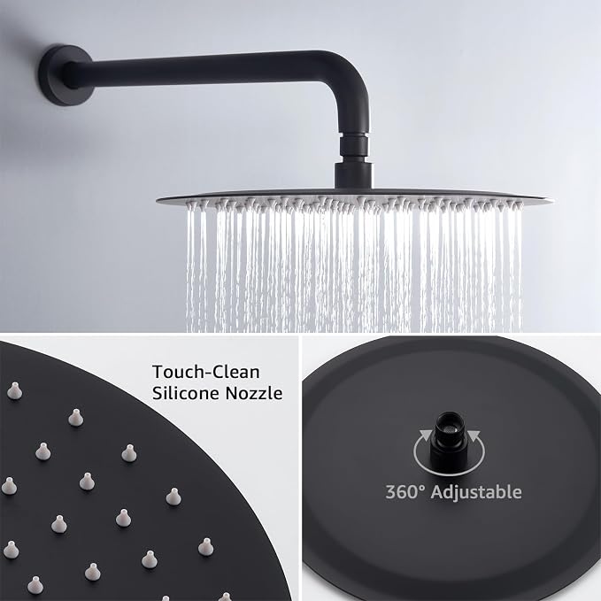 Iriber Mattle Black Round Rain Shower System - Image 3