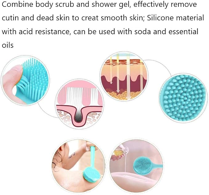 Silicone Body Scrubber, Long Handle Back Scrubber - Image 6