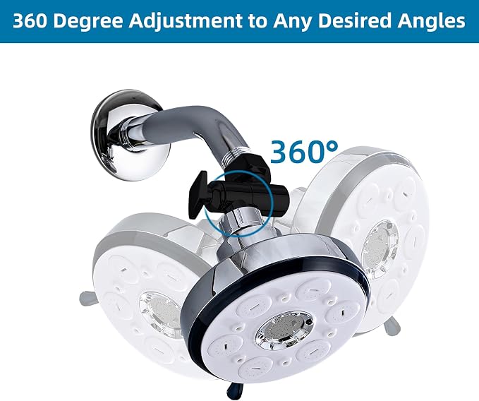 Shower Head Elbow Adapter, 360° Adjustable Stainless Steel Extension Arm - Image 2