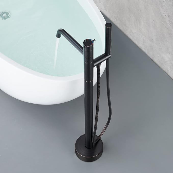 Freestanding Bathtub Faucet Floor Mount Tub Filler Oil Rubbed Bronze Brass - Image 9