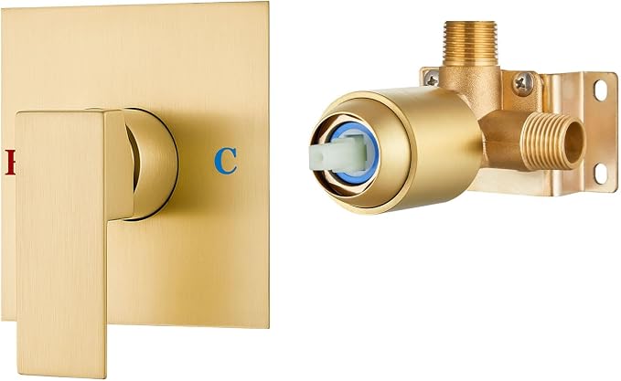 Airuida Square Single-Function Brass Faucet Shower Rough-in Valve Male Thread by Airuida