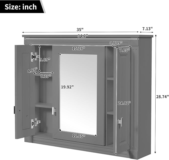 Merax Wall Mounted Bathroom Medicine Cabinet - Image 3