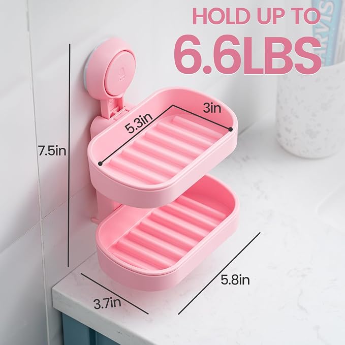 TAILI Double Layer Soap Dish Holder Suction Cup, Strong Sponge Holder - Image 4