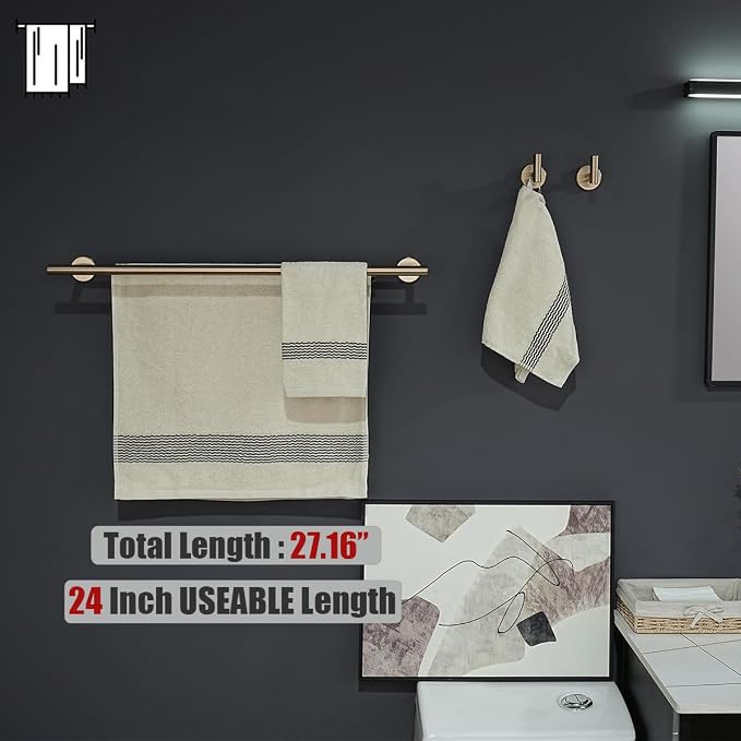 JQK Bathroom Hardware Set, 5-Piece Bath Accessories Set Champagne Bronze Wall - Image 3