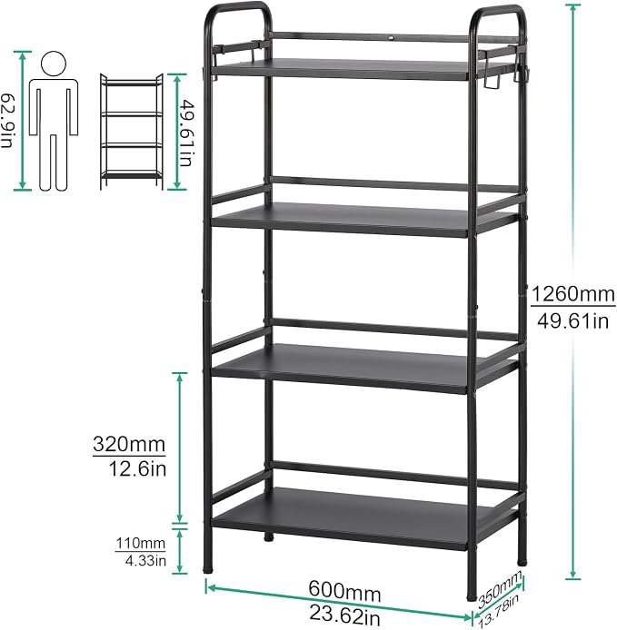 HDANI Storage Shelves, 4-Tier Metal Storage Rack - Image 3