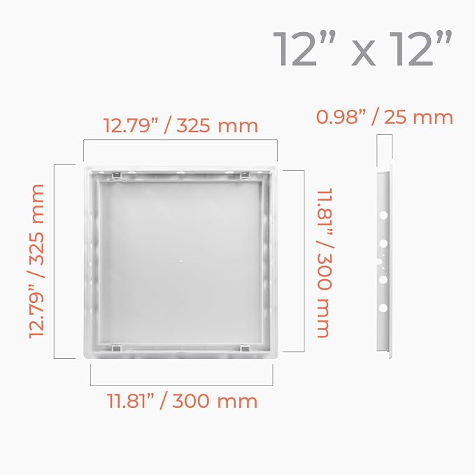 12 x 12 Inch White Access Panel – ABS Plastic Rectangular Wall & Ceiling Access - Image 2