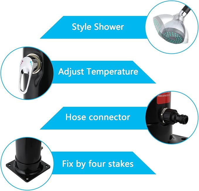 VINGLI Solar Heated Shower, 2-Section - Image 4
