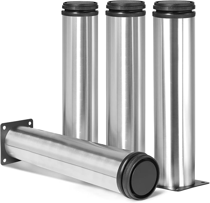 10 Inch Metal Furniture Legs Stainless Steel Adjustable Legs Silver Metal Legs by Masendelk