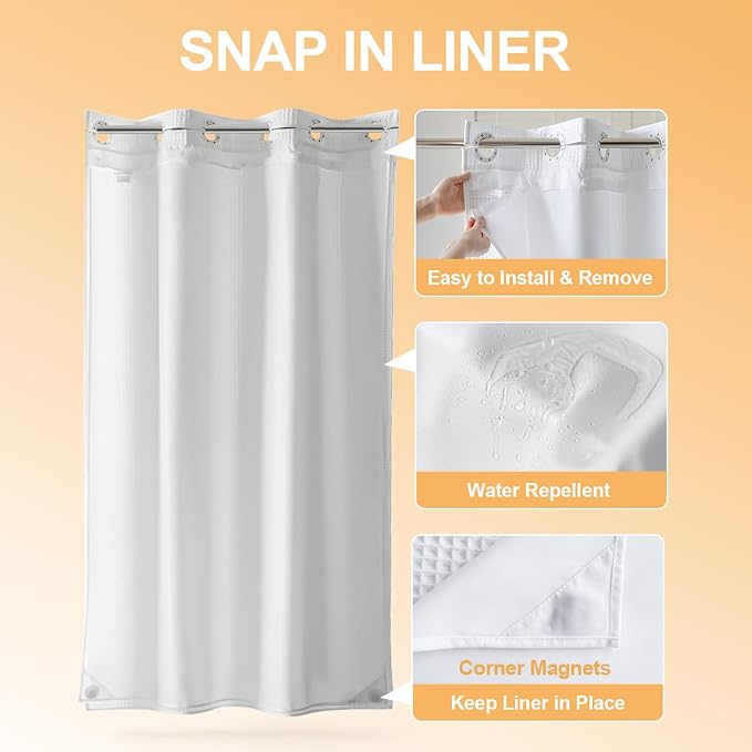 River Dream Stall Cotton Blend No Hooks Needed Shower Curtain - Image 3