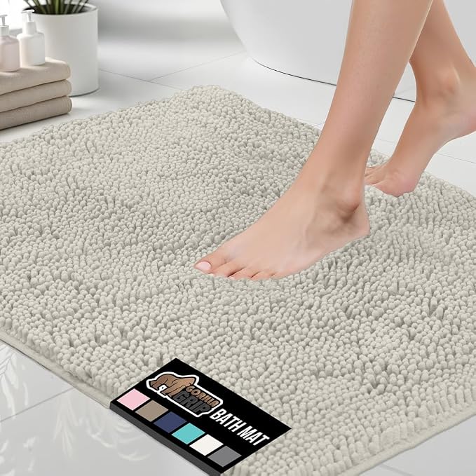 GORILLA GRIP Bath Rug Mat 48x24, Thick Absorbent Chenille, Quick Dry Microfiber by GorillaGrip