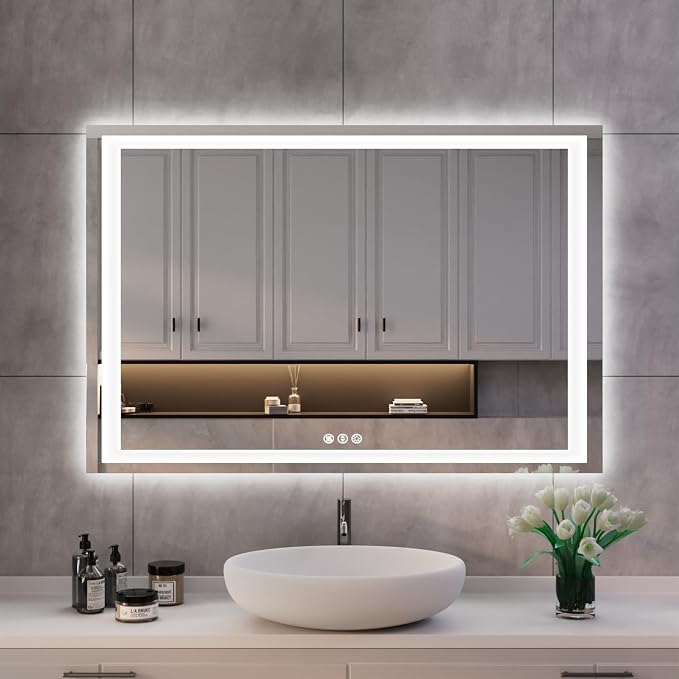 ISKM 44'' x 28'' LED Mirror for Bathroom Lighted Vanity Mirror for Wall Front by ISKM-IStillKeepMovin