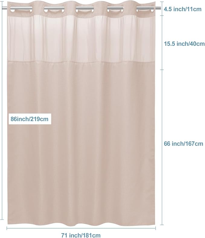 Blush Pink Long No Hook Shower Curtain - Image 7