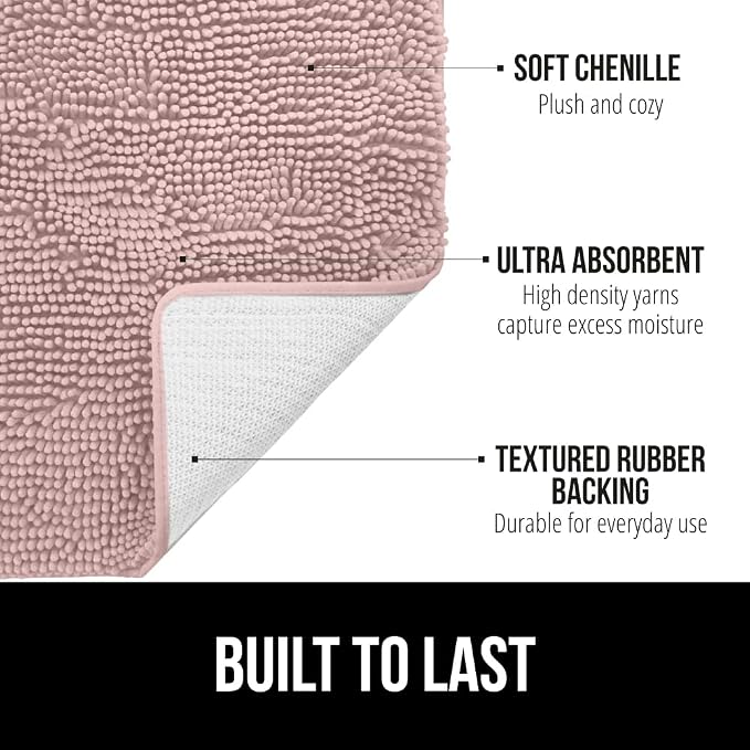 GORILLA GRIP Bath Rug Mat 30x20, Soft Absorbent Chenille, Quick Dry Microfiber - Image 2