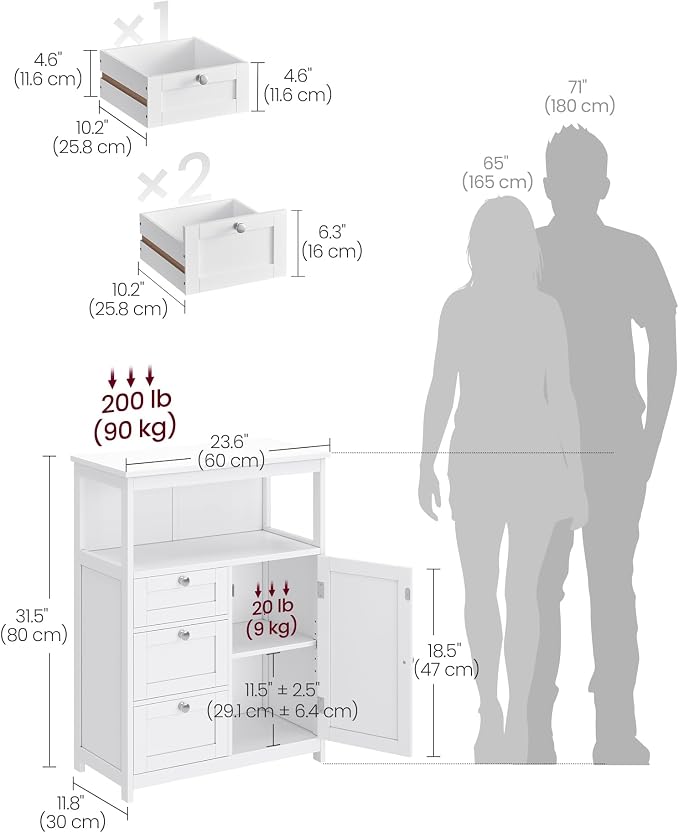 VASAGLE Floor Storage Cabinet, Freestanding Storage Unit - Image 3