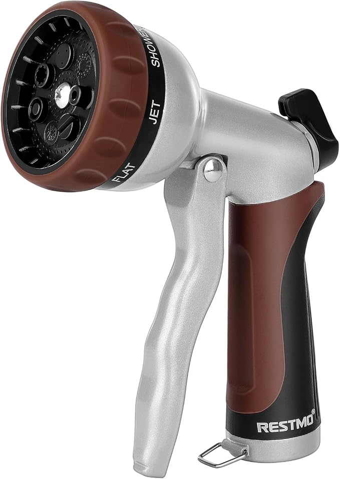 RESTMO Garden Hose Nozzle, Heavy Duty Metal Water Hose Nozzle by Restmo