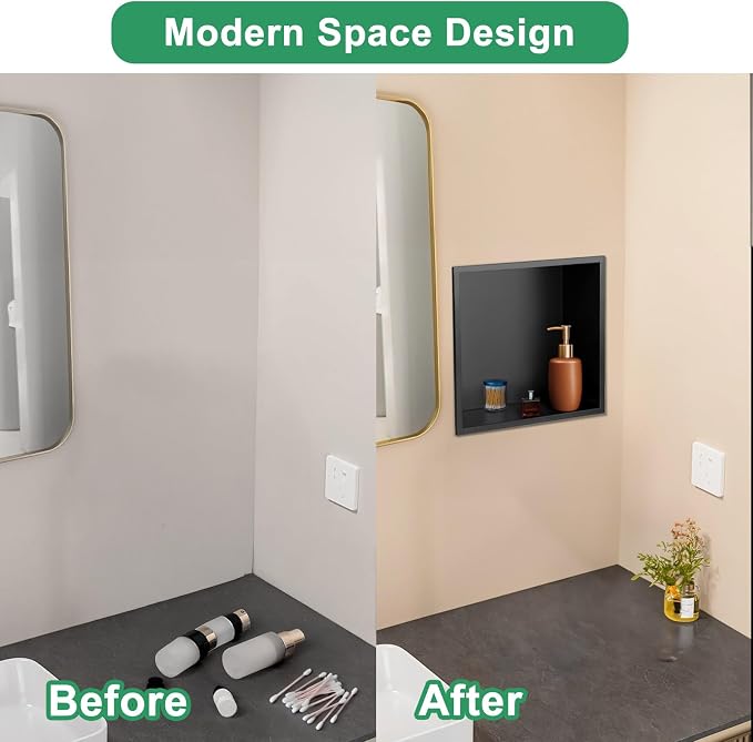 SaniteModar Shower Niche, Stainless Steel Shower Niche 12" X 12" No Tile Needed - Image 5
