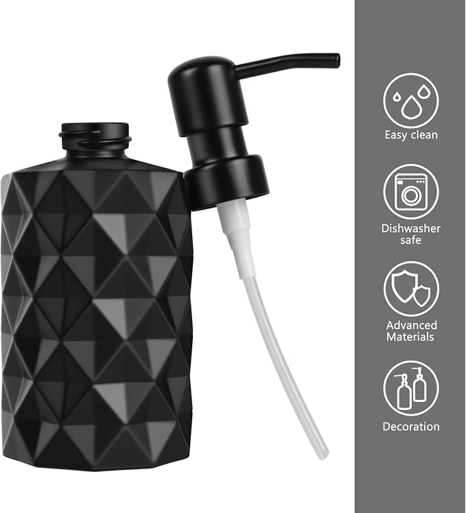 Glass Soap Dispenser with Plastic Pump, 330ml/11oz. Liquid Hand Soap Dispenser - Image 3