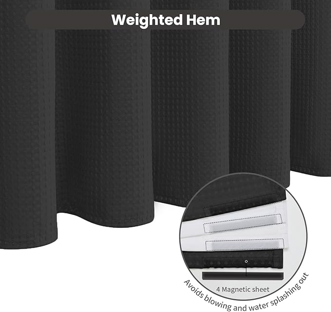Inhousolu No Hook Waffle Weave Shower Curtain - Image 4