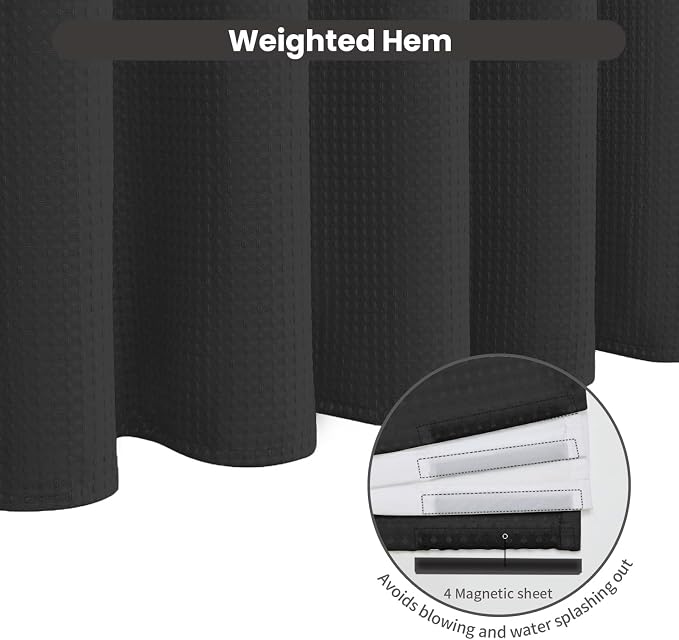 Inhousolu No Hook Waffle Weave Shower Curtain - Image 4