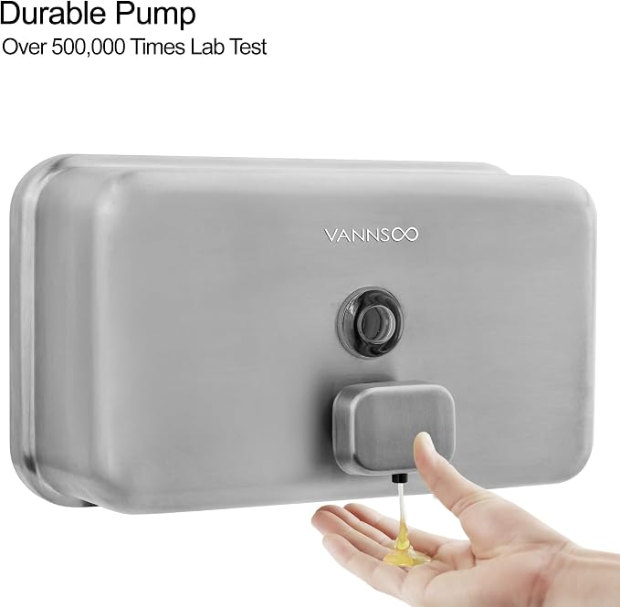 Wall Mounted Hand Soap Dispenser Bathroom, 1100ml 37oz Commercial Stainless - Image 3