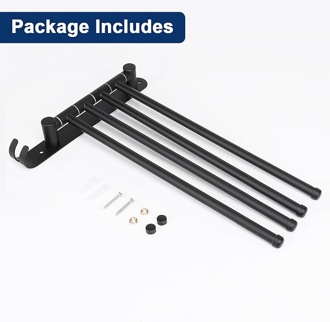 NearMoon Swivel Towel Rack, 13.8" Thicken 304 Stainless Steel 4-Arm Towel Bar - Image 7