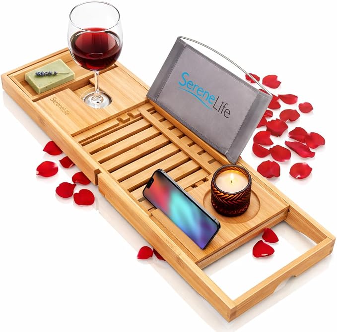 SereneLife Luxury Bamboo Bathtub Caddy Tray by SereneLife