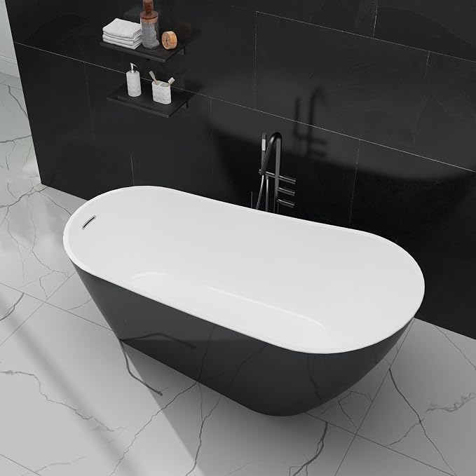 67 Inch Freestanding Acrylic Bathtub, Modern Soaking Tub - Image 3