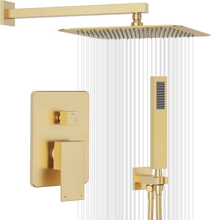 Gabrylly Gold Shower System, High-Pressure 10" Stainless Steel Rain Showerhead by GABRYLLY