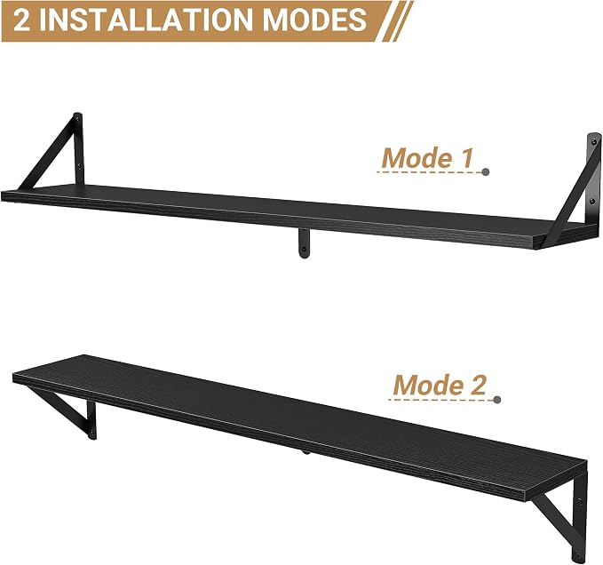 Heimlove Floating Shelves for Wall, 36 Inch Long Wood Floating Bookshelf Set of - Image 5