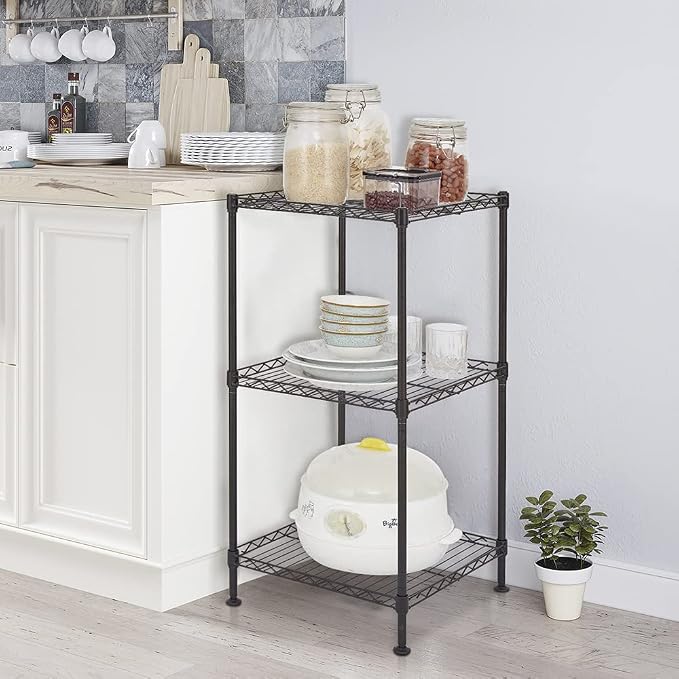 3 Tier Storage Racks Shelving, Heavy Steel Pantry Shelves, Adjustable Wire - Image 2