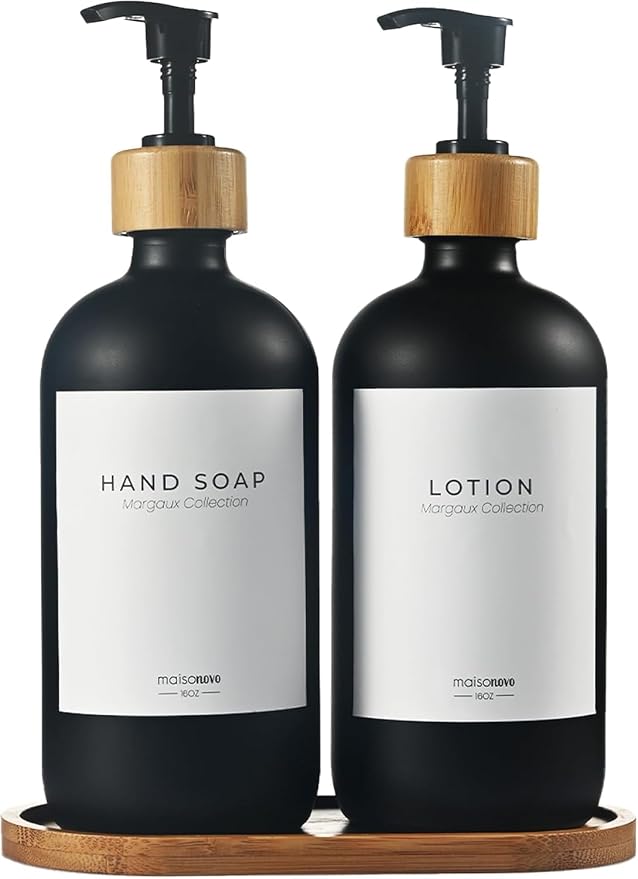 Maisonovo Glass Soap Dispenser Bathroom Set | Hand Soap and Dish Soap Dispenser by MaisoNovo-TheArtofSustainableLiving