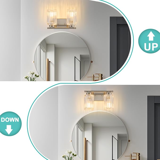 2 Light Bathroom Light Fixtures Modern Brushed Nickel 12 Inch Vanity Lights - Image 4