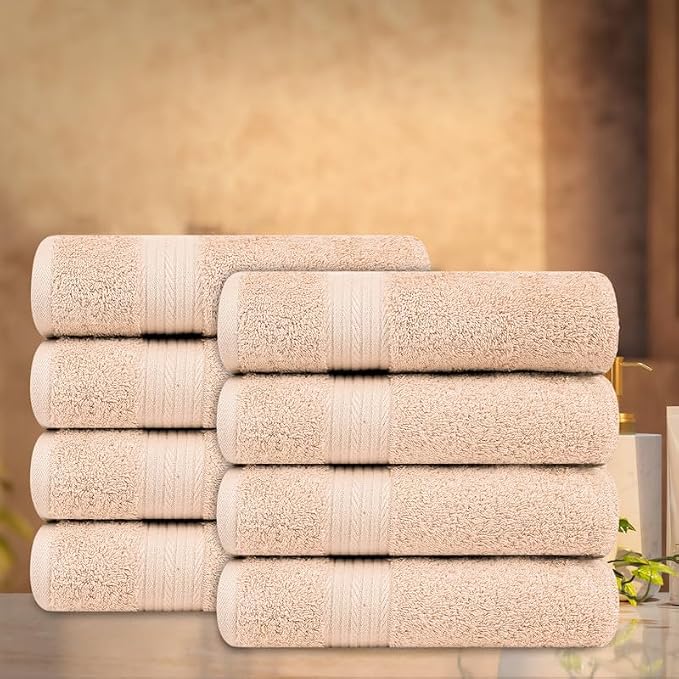 Ample Decor Hand Towel 18 X 28 Inch Pack of 8 600 GSM 100% Cotton, Oeko Tex - Image 2