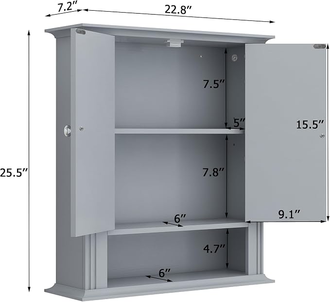 Wall Mounted Bathroom Cabinet Wooden Storage Cabinet - Image 3
