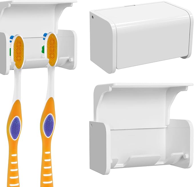 2 Pcs Toothbrush Holder Wall Mounted by LUEXBOX