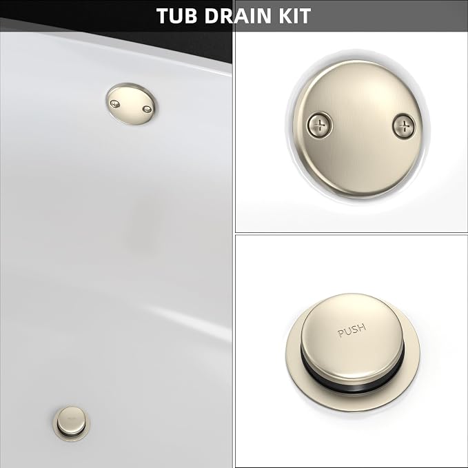 All Metal Tip-Toe Bathtub Drain Kit - Image 2