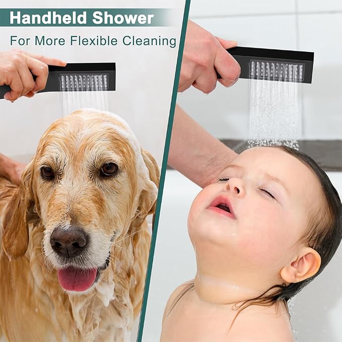 Shower Faucet Set Matte Black Shower System, Starbath 10" Rain Shower Head and - Image 5