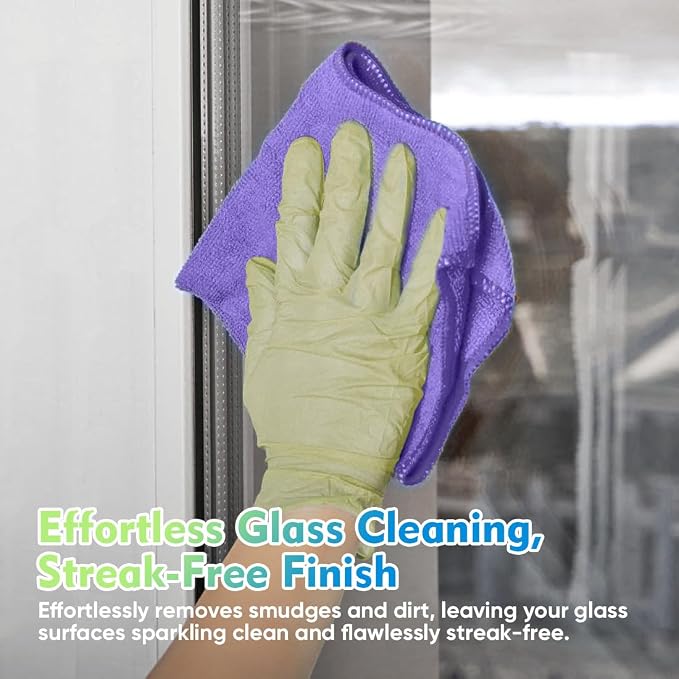 HOMEXCEL Purple Microfiber Cleaning Cloth 12 Pack 12.5 x 12.5 Inch Microfiber - Image 3