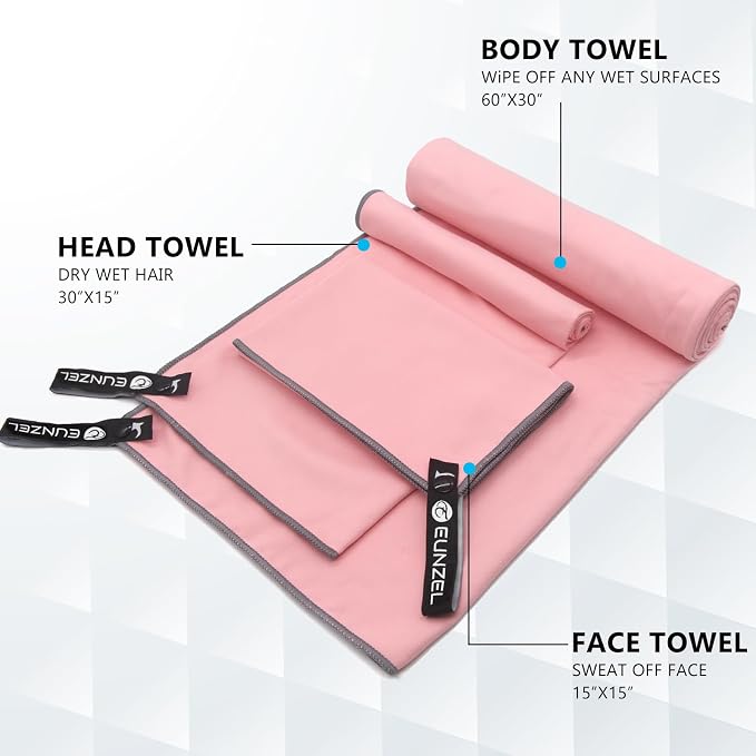 Eunzel 2 Set Quick Dry Camping Towel, Microfiber Travel Towel Super Absorbent - Image 3