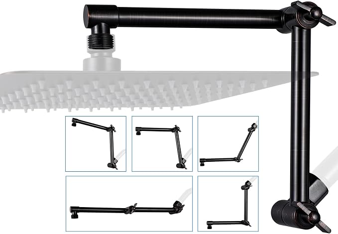 G-Promise 13 Inch Shower Head Extension Arm, Solid Brass Height & Angle by G-Promise